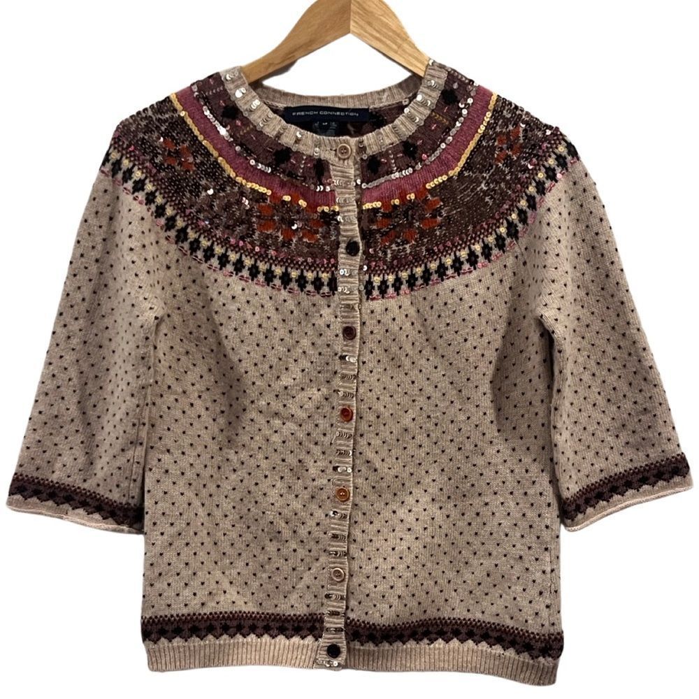 COPY - French Connection Angora rabbithair buttoned sweater size M